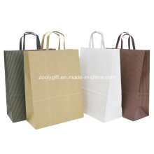 Eco-Friendly Natural Brown Kraft Paper Gift Packing Bags Flat Handles